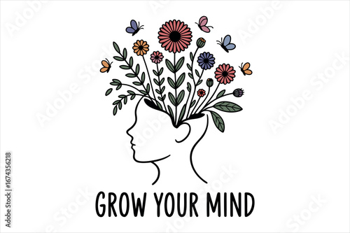 Mental Health Flower Head T-shirt Design