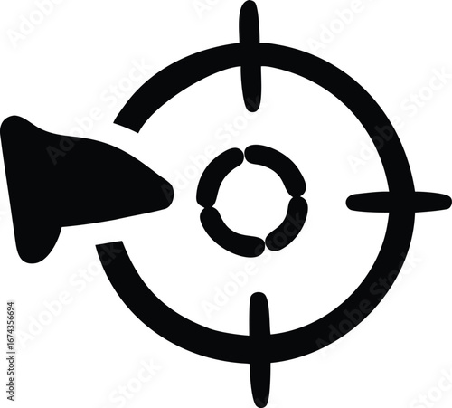 Black Silhouette of a Target with an Arrow Head on a White Background goal focus