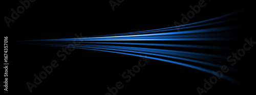 Blue Light Trails on Black Background