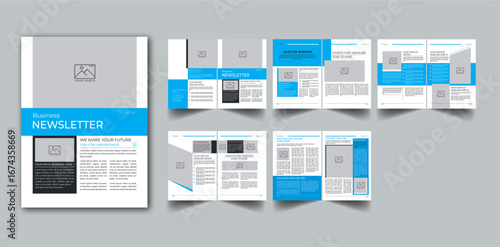 The Newsletter Template 10 Page layout design With Cover page / Weekly Newsletter, Monthly Newsletter, Daily Newsletter