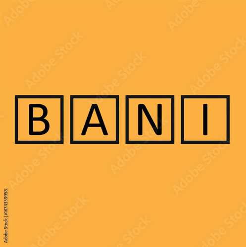 alphabet letter block in the word BANI (Fragile, Anxious, Non-Linear and Incomprehensible) on background
