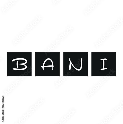 alphabet letter block in the word BANI (Fragile, Anxious, Non-Linear and Incomprehensible) on background