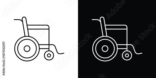 Wheelchair icons with Editable strokes set for UI UX