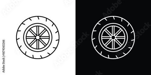 Tire icons with Editable strokes set for UI UX