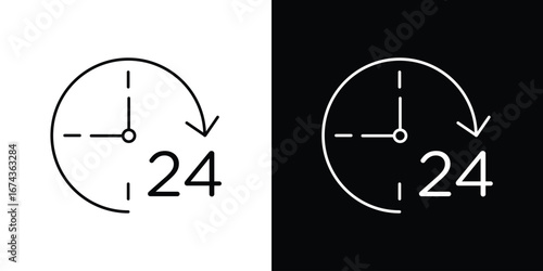 Time twenty four icons with Editable strokes set for UI UX