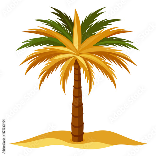Vibrant palm tree illustration evoking tropical paradise and summer vacation vibes, perfect for travel marketing and beach-themed designs.
