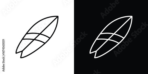 Surfing icons with Editable strokes set for UI UX