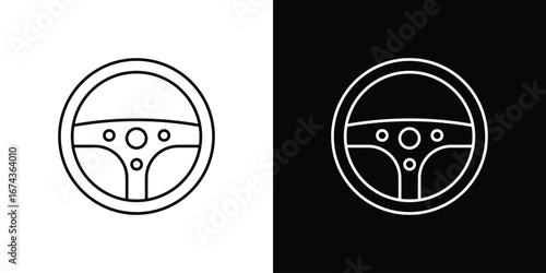 Steering wheel icons with Editable strokes set for UI UX