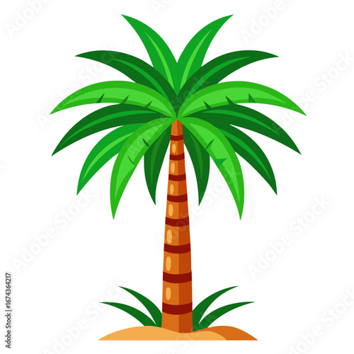 Vibrant stylized palm tree illustration conveying tropical paradise and summer vacation vibes, perfect for travel marketing and beach themes.