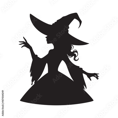 halloween witch vector silhouette clip art logo design illustration