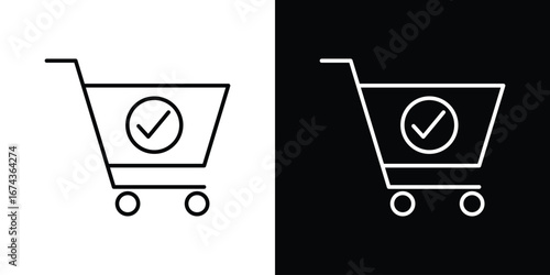 Shopping cart check icons with Editable strokes set for UI UX