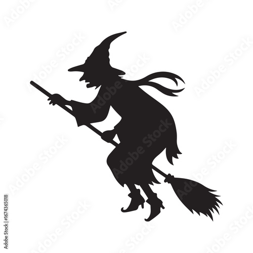halloween witch vector silhouette clip art logo design illustration