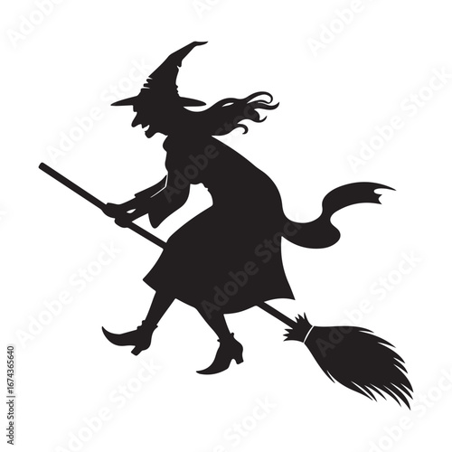 halloween witch vector silhouette clip art logo design illustration
