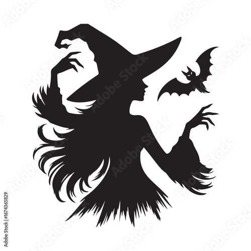 halloween witch vector silhouette clip art logo design illustration