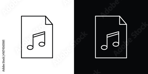 Music File icons with Editable strokes set for UI UX
