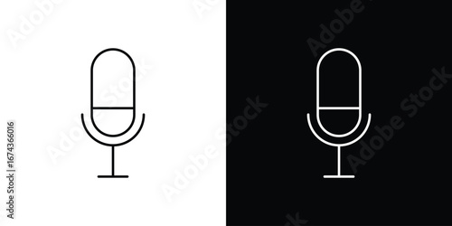 Microphone icons with Editable strokes set for UI UX