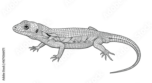 Detailed line art illustration of a lizard reptile drawing vector design wildlife nature animal artwork -