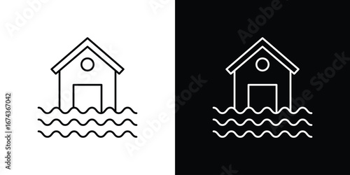 House flood icons with Editable strokes set for UI UX