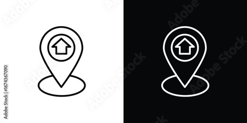 Home location icons with Editable strokes set for UI UX