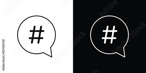 Hashtag icons with Editable strokes set for UI UX