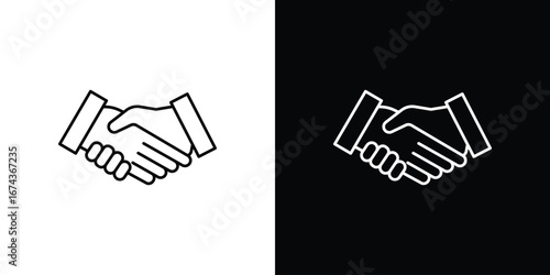 Handshake icons with Editable strokes set for UI UX