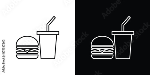 Hamburger soda icons with Editable strokes set for UI UX