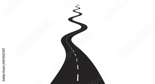 Winding road illustration for travel blogs and transportation infographics, journey concept vector design -