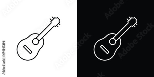 Guitar icons with Editable strokes set for UI UX