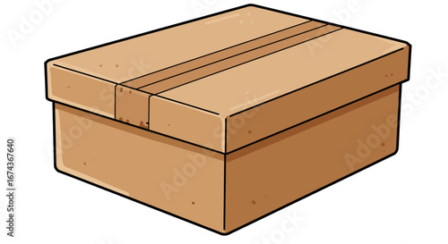 Isometric cardboard box illustration for packaging storage and delivery e commerce and moving services -