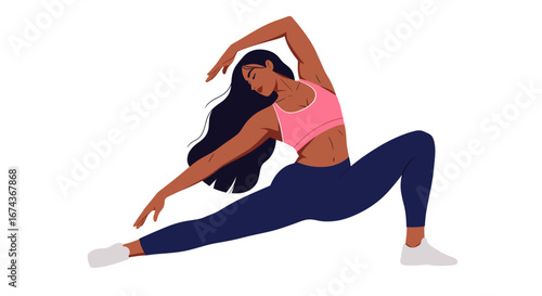 Woman stretching doing yoga fitness exercise in sportswear for health and wellness healthy lifestyle concept -