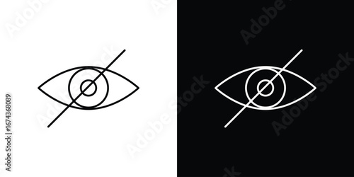 Eye crossed icons with Editable strokes set for UI UX