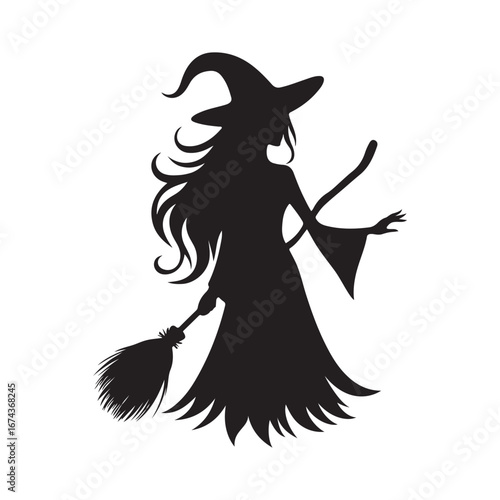 halloween witch vector silhouette clip art logo design illustration