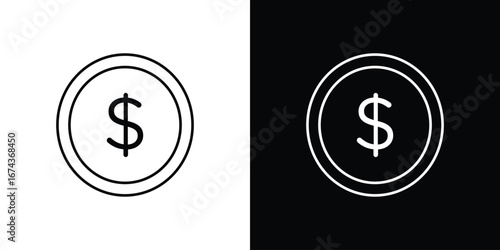 Dollar icons with Editable strokes set for UI UX
