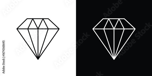 Diamond icons with Editable strokes set for UI UX