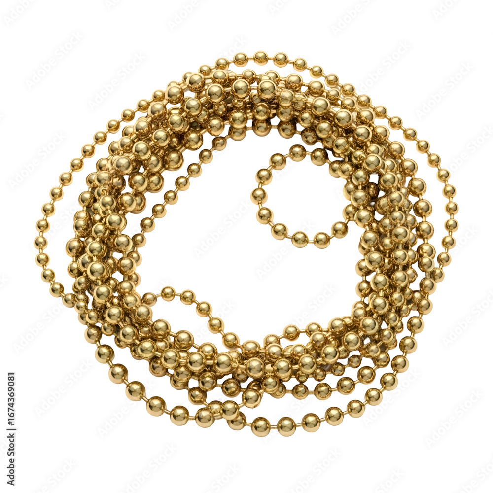 Obraz premium Golden Ball Chain on Transparent Background, a Decorative Element for Crafts and Design Projects