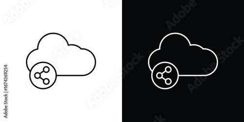 Cloud share icons with Editable strokes set for UI UX