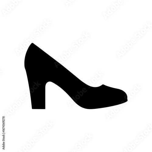 Short heel shoes silhouette icon vector flat design.