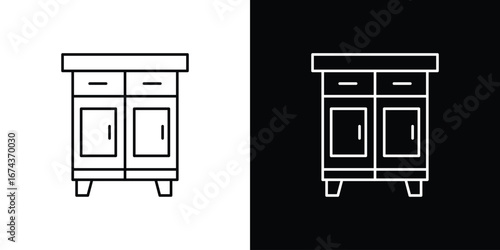 Cabinet icons with Editable strokes set for UI UX