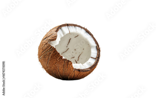 Cracked coconut on transparent background, png