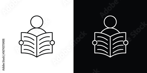 Book open reader icons with Editable strokes set for UI UX