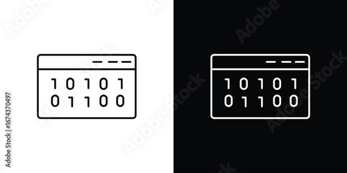 Binary code icons with Editable strokes set for UI UX
