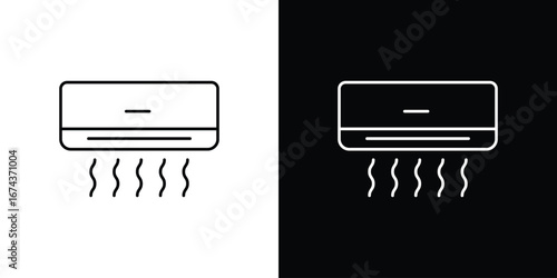 Air conditioner icons with Editable strokes set for UI UX