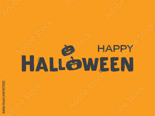 Happy halloween with pumpkin in orange background