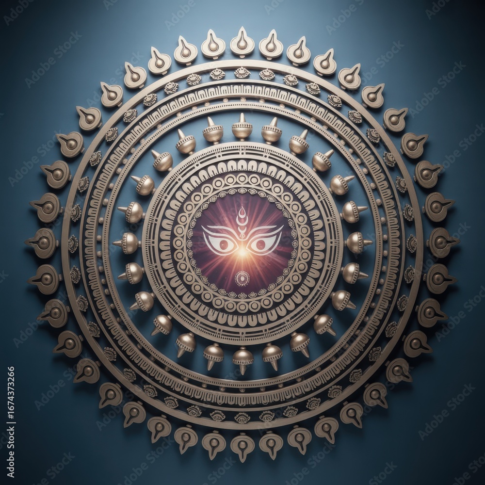 Obraz premium Intricate circular mandala with cosmic center and ornate details