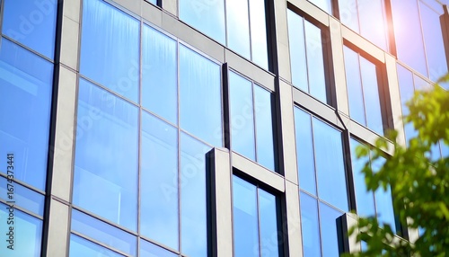 Modern glass office building facade
