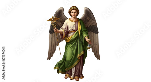 Archangel Raphael Isolated Illustration