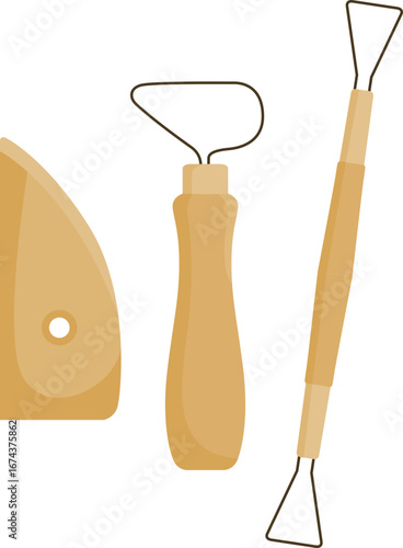 ottery Sculpting and Ceramics Tools Illustration
