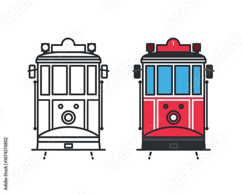  Istanbul Tram Illustration. Vector File.