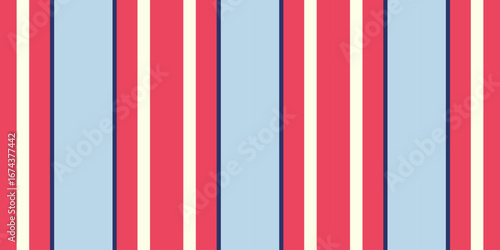 Vibrant vertical stripes in red, light blue, and cream create a cheerful, modern pattern. Ideal for textile designs, website backgrounds, or any project needing a fresh, clean aesthetic.
