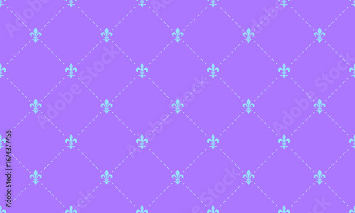 Elegant pastel purple background featuring a repeating fleurdelis pattern. Perfect for adding a touch of regal sophistication to websites, invitations, or social media.